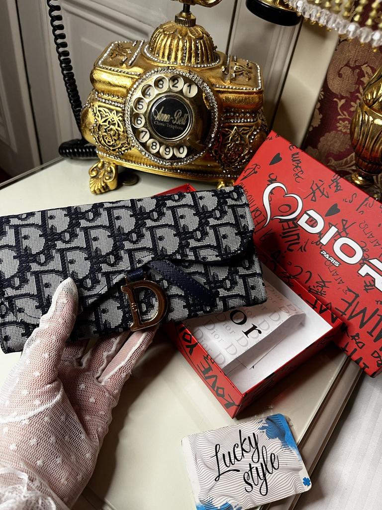 Dior Saddle темно-синий кошелек 767656