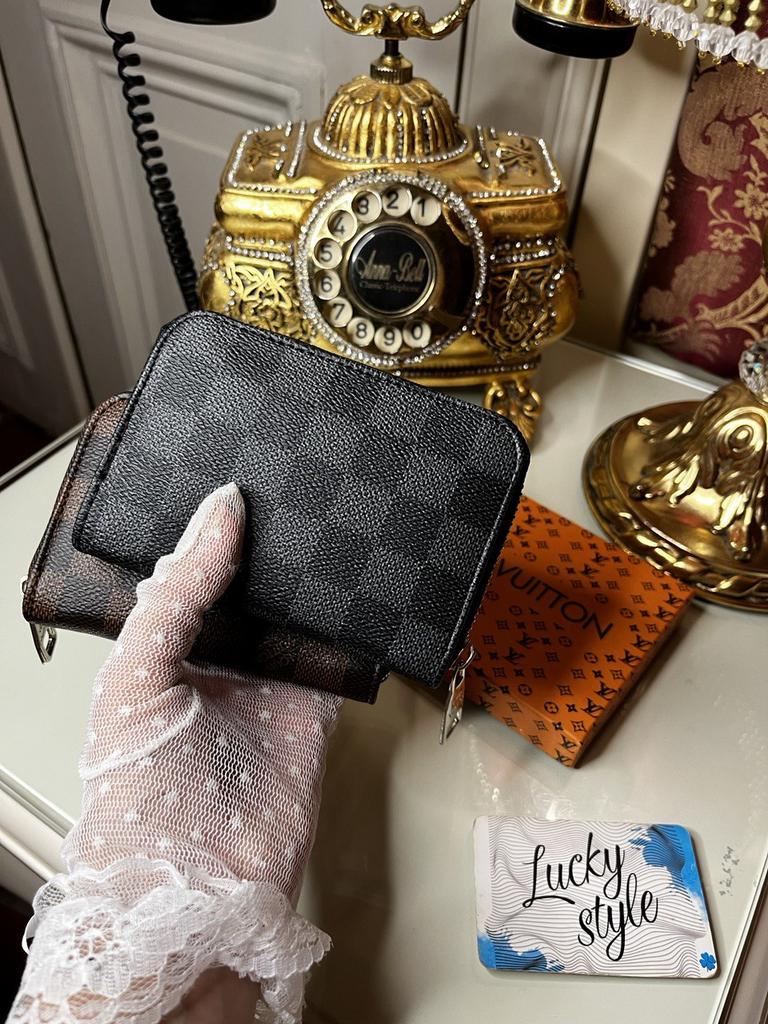 Кошелек mini Louis Vuitton черная шашка на замке 2234444