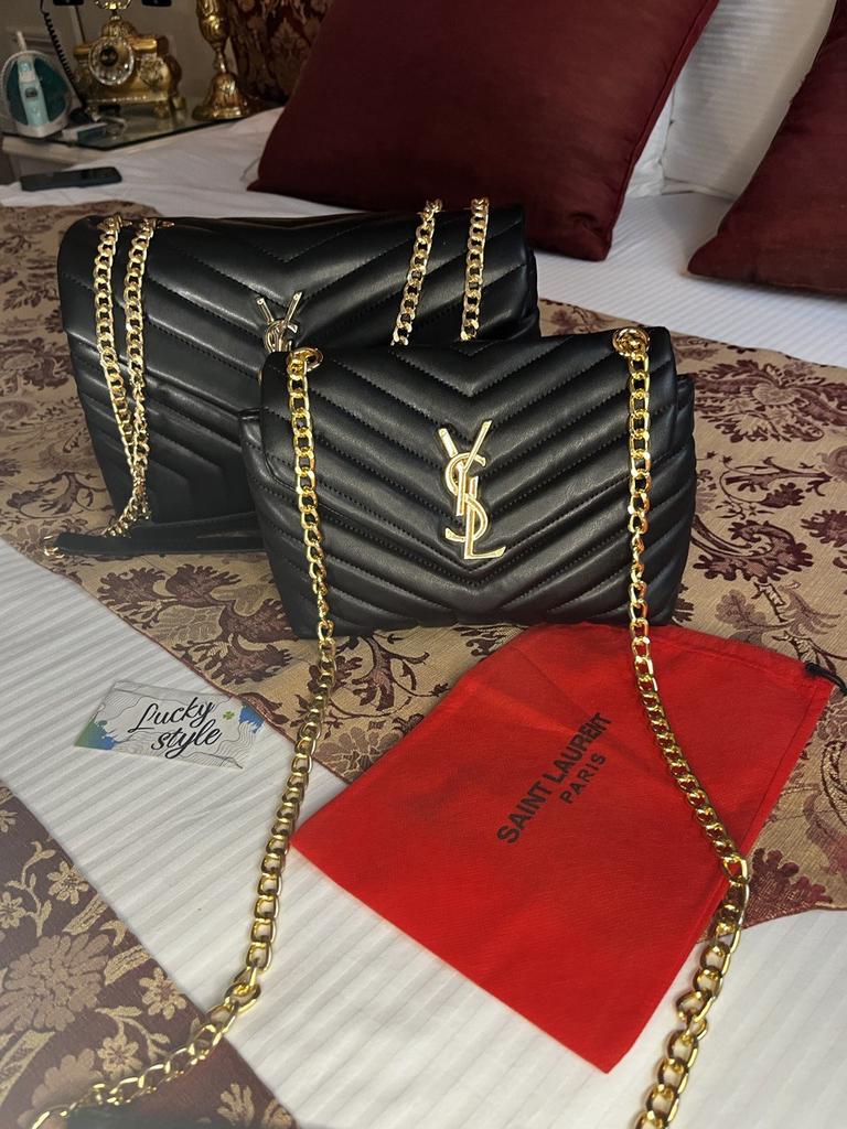 Loulou YSL черная сумка с золотом маленькая 7661212