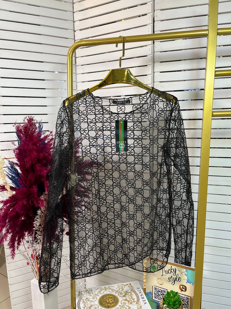 Кофточка шифон черная Гучи 75745