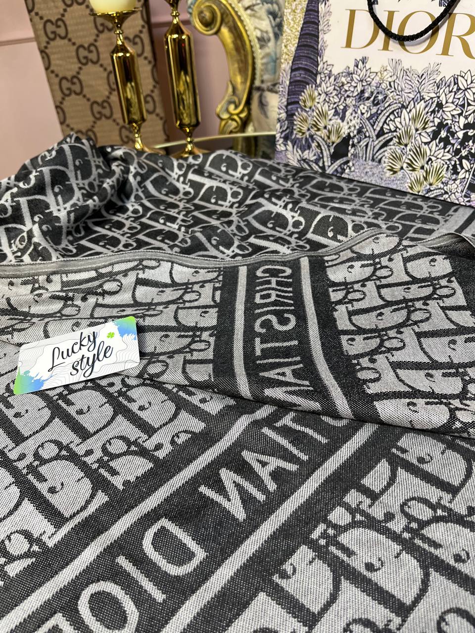 Шаль Dior серо-черная 55123521152