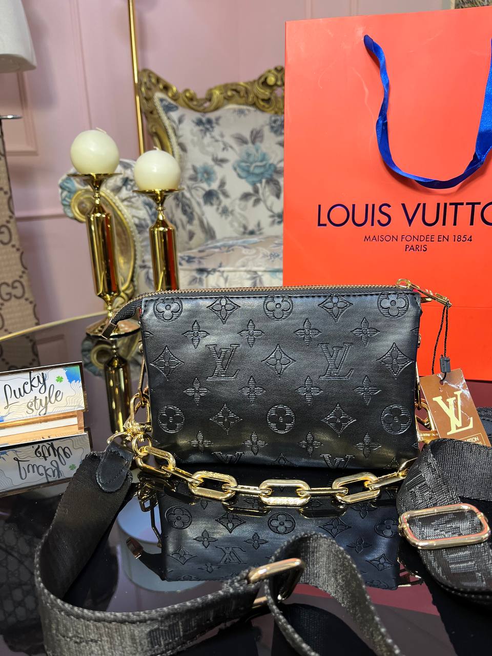LOUIS VUITTON - Coussin маленькая + плечевой ремень monogram черный 6436235