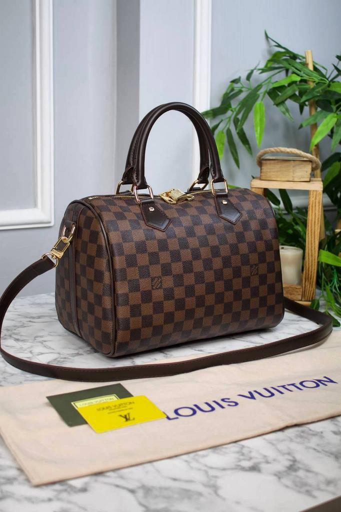 LOUIS VUITTON - Speedy Bandoulliere 25 cm коричневая шашка  6564351