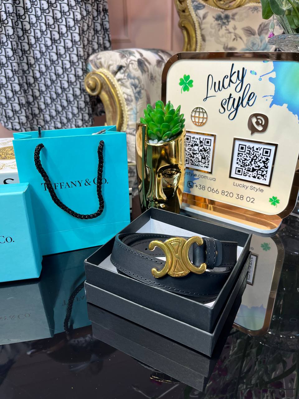 Ремень натуральная кожа черный Celine 6676483