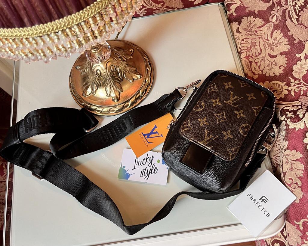 Мессенжер премиум черный LOUIS VUITTON - Double Phone Pouch NM 6663124576