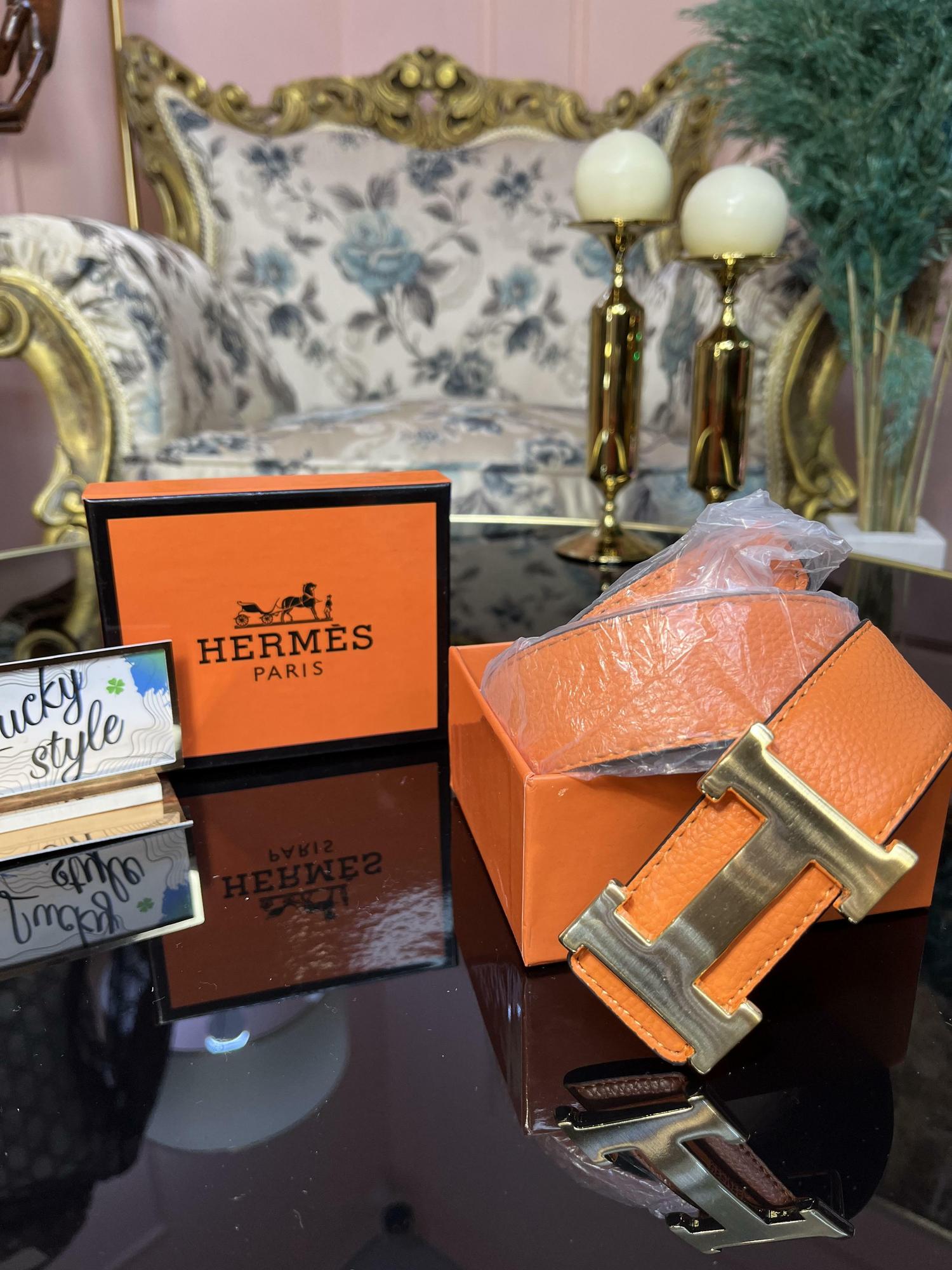 Оранжевый ремень натуральная кожа Hermes 77373487