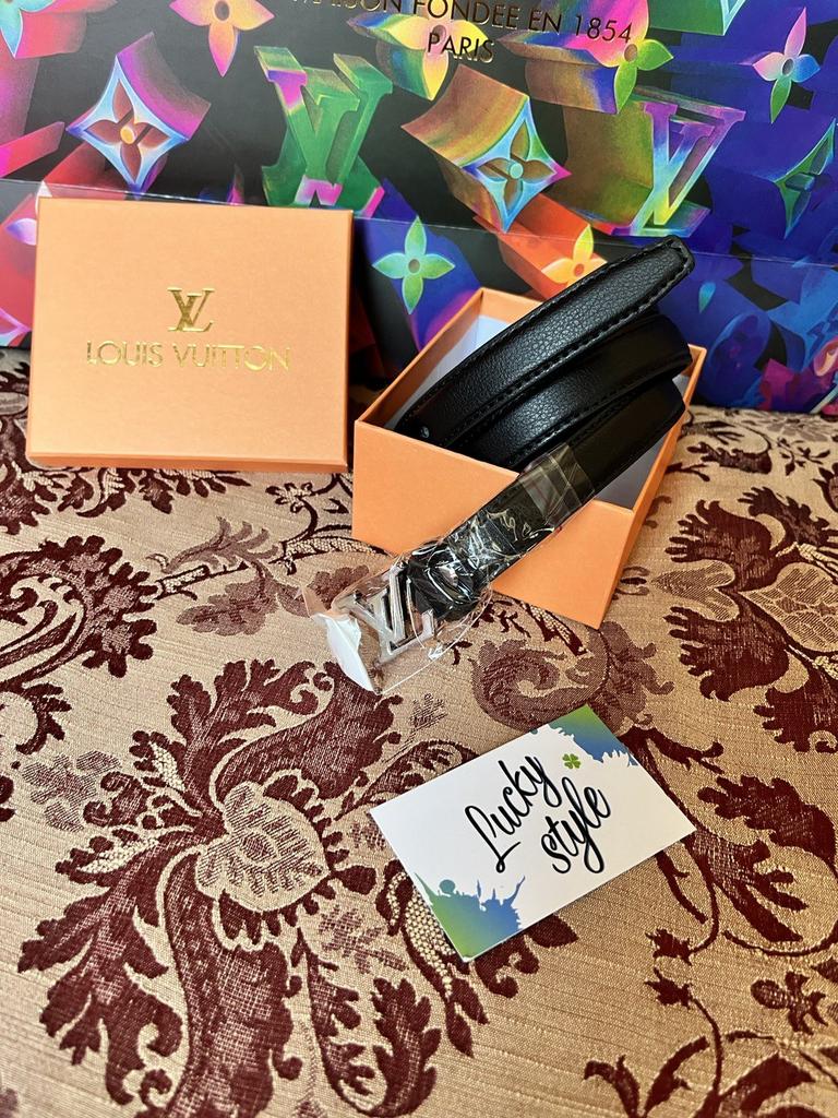 Ремень натуральная кожа черный тонкий LV 995845