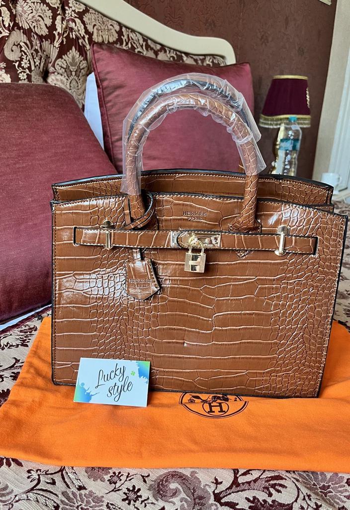 Hermes Birkin 30см коричневая под крокодил 6438548486