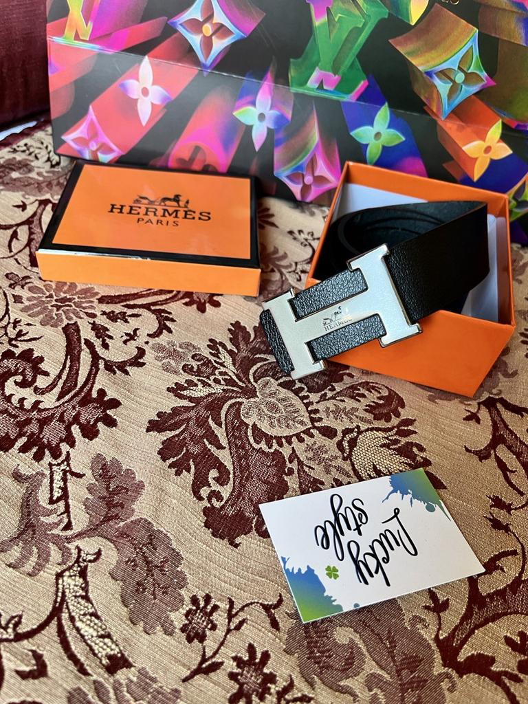 Ремень черный натуральная кожа Hermes бренд пряжка 674364376