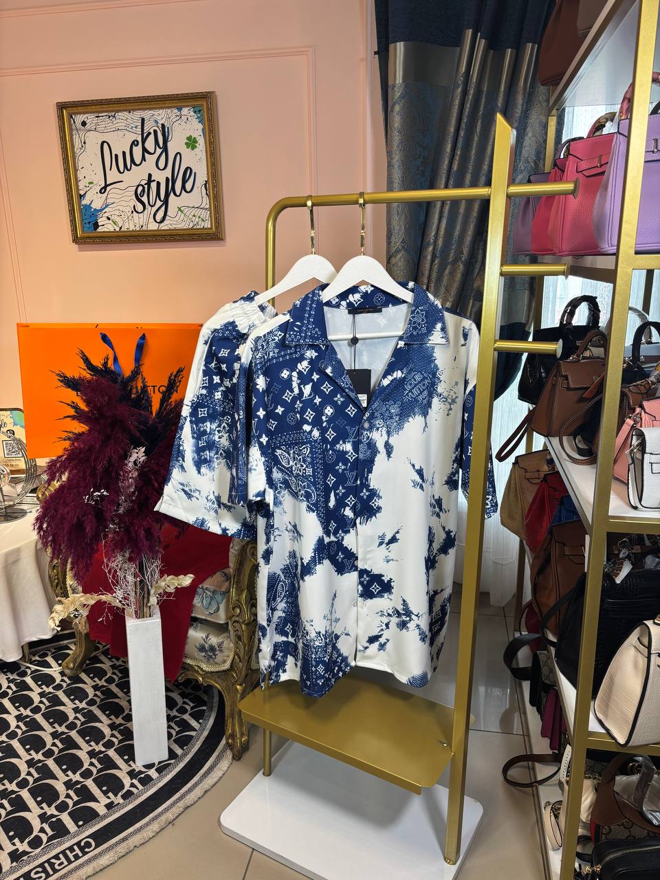 Premium костюм LV голубой рубашка +шорты 6664377