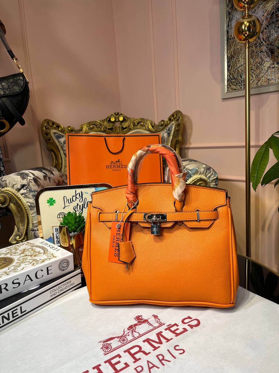 Сумка Luxe Hermes Birkin 30см оранжевая 654373