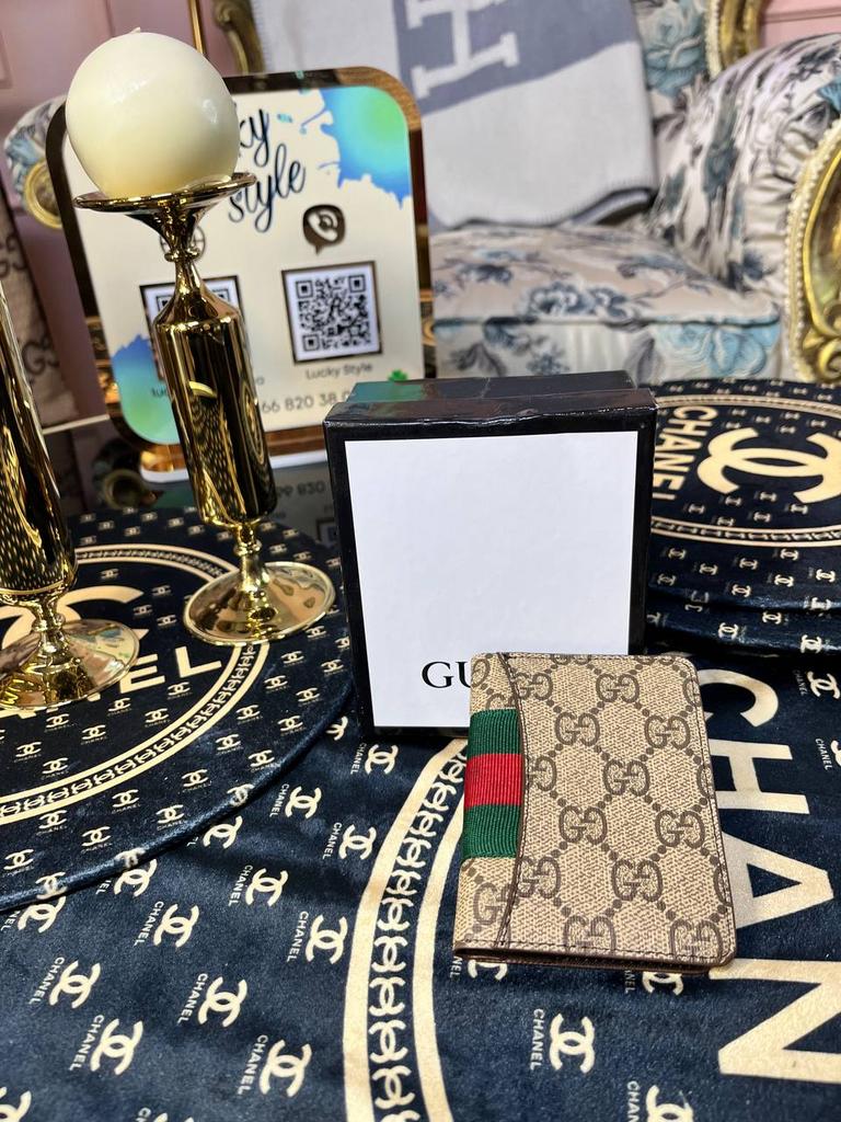 Натуральная кожа визитница Гучи бежевая книжка 22441561