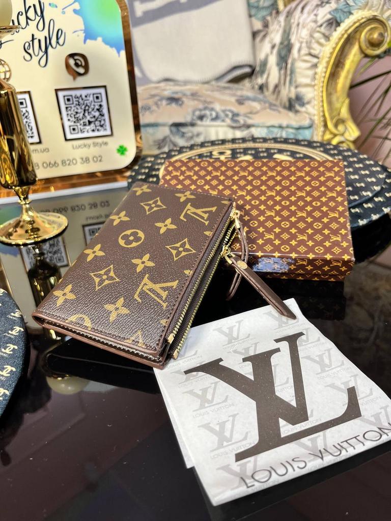 Кошелек раскладной LV с коричневой подложкой +бренд коробка 331565123