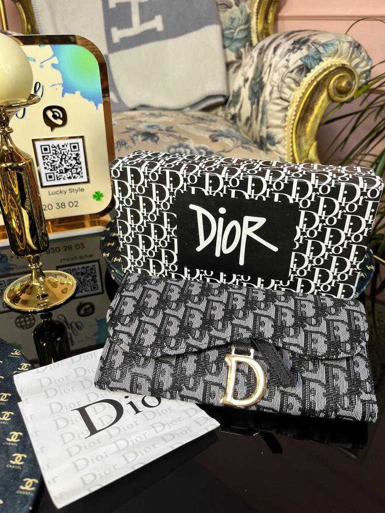 Кошелек Dior  Saddle черный жаккард 67643272