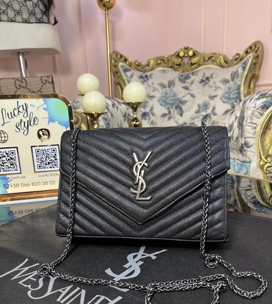 Мерцающая сумка люкс YSL черного цвета 6612512512