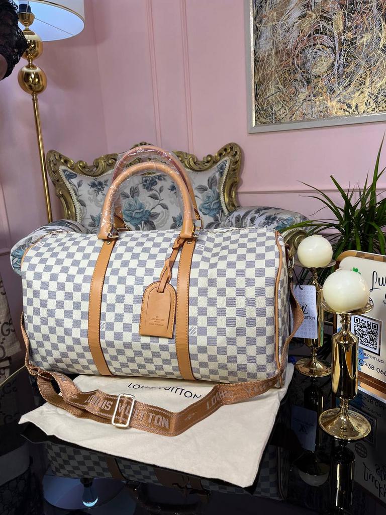 Сумка спорт -багажная LV белая темные вставки 224551265