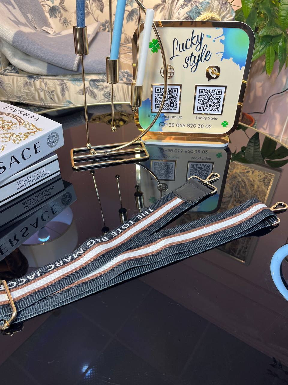 Съемный плечевой ремень Marc Jacobs черный с белой вставкой 77724356