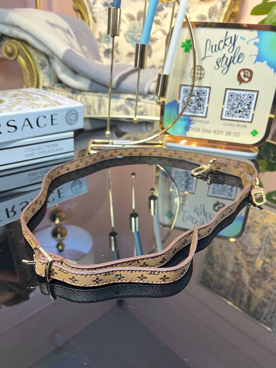 Съемный плечевой ремень Louis Vuitton коричневый узор 9996573