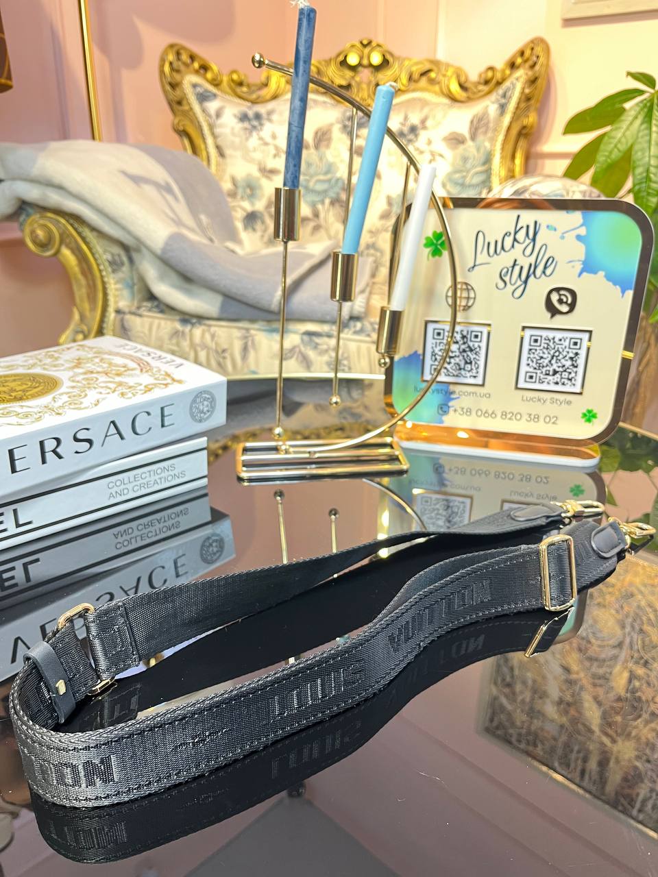 Съемный плечевой ремень Louis Vuitton текстиль черный 661236778