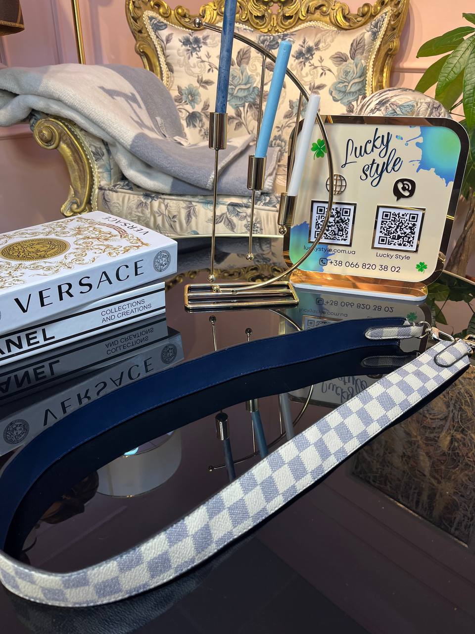 Съемный плечевой ремень Louis Vuitton белая шашка 21124125