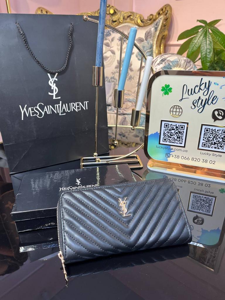 Кошелек YSL черный на замке золото 7637637