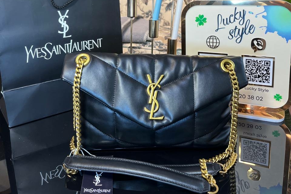 Сумка Ysl  Puffer черная с золотой фурнитурой 8523478