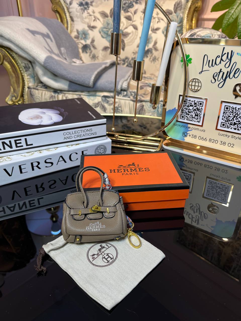 Брелок маленькая сумка Hermes 4278837