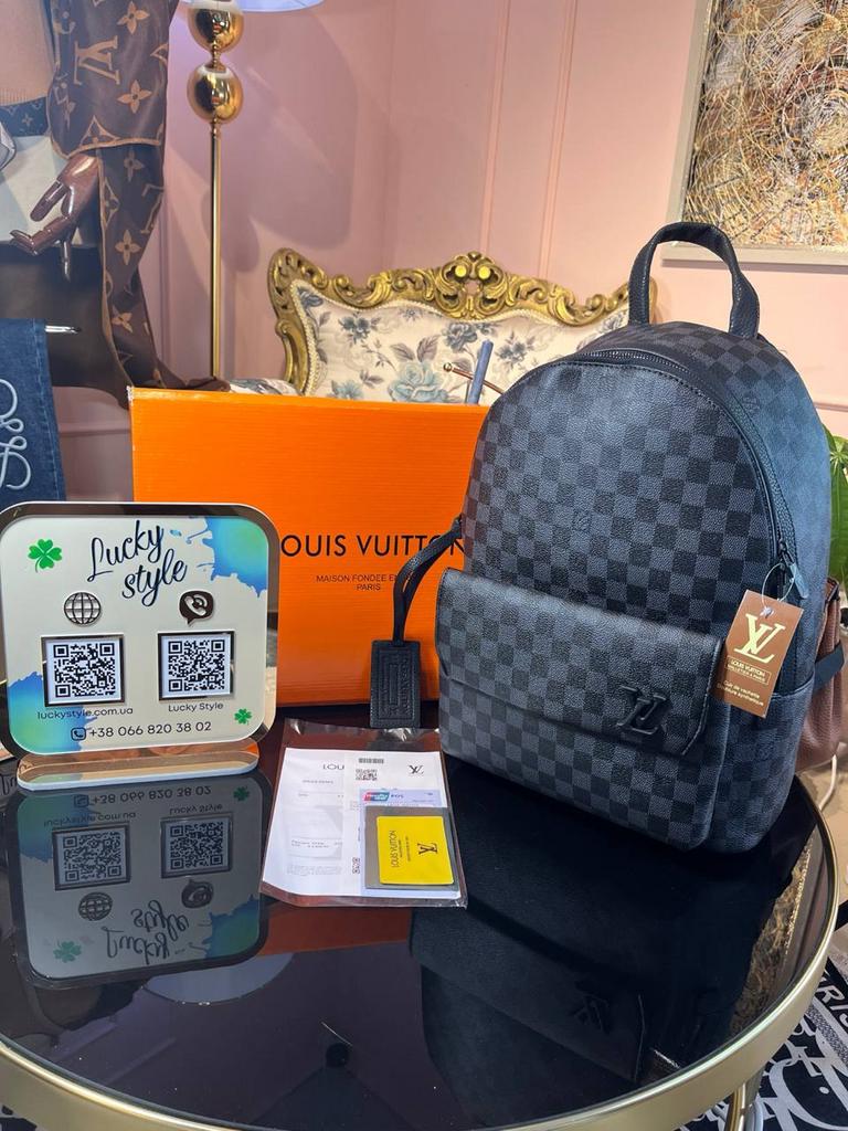 Рюкзак Louis Vuitton большой серая шашка 652412