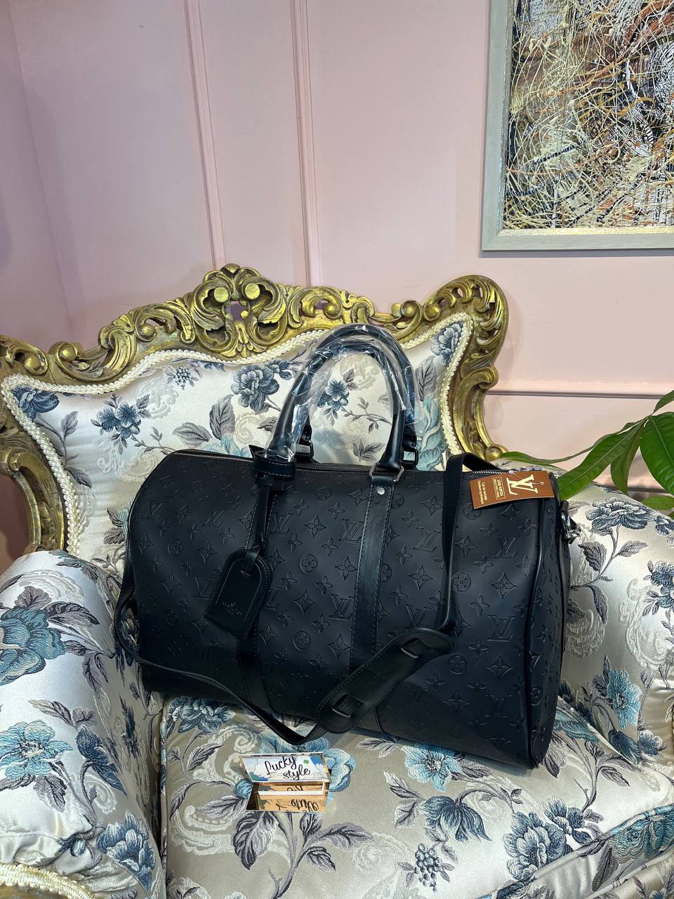 Сумка багажная-спорт Louis Vuitton чёрный монограмм 484945