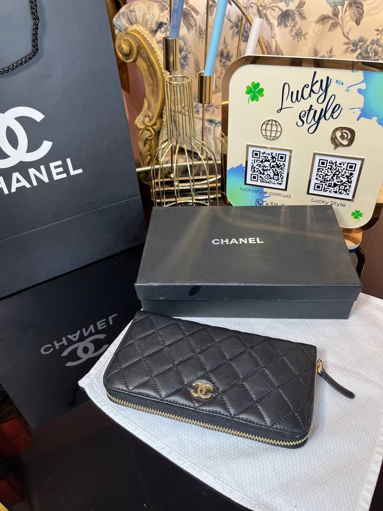 Кошелек Chanel чёрный натуральная кожа 50062