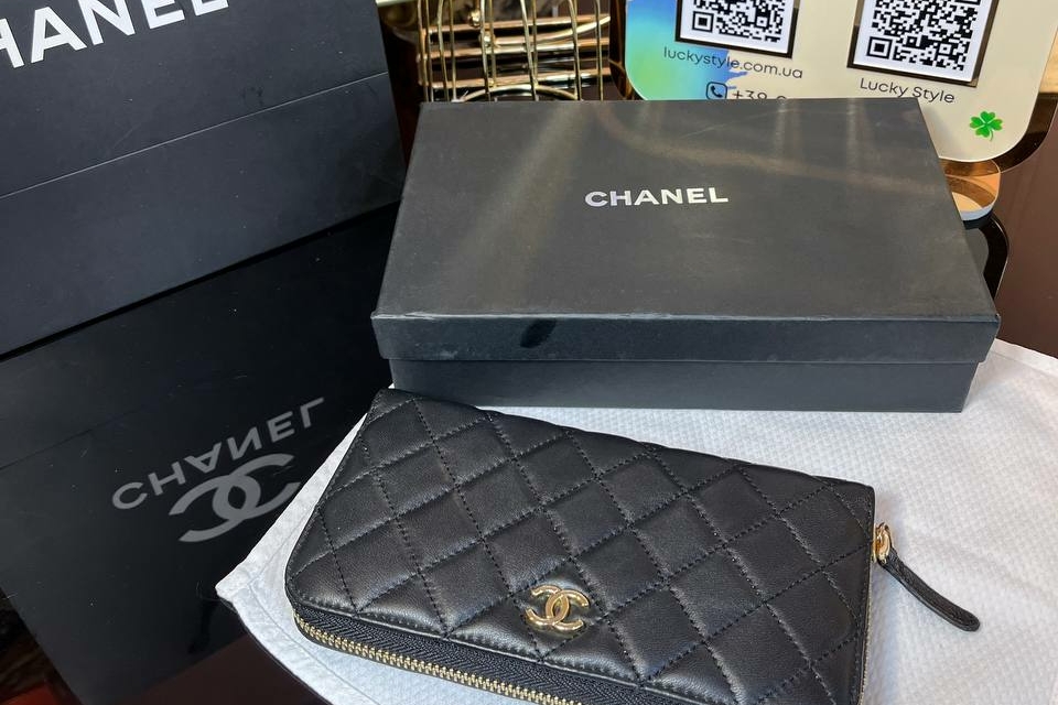 Кошелек Chanel чёрный натуральная кожа 50062