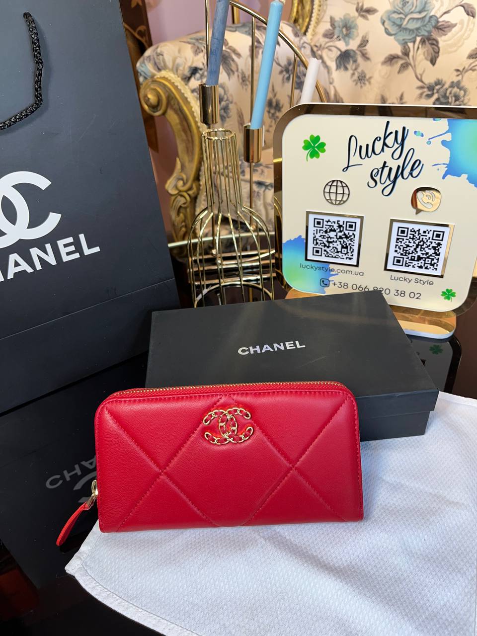 Кошелек Chanel красный натуральная кожа 414245