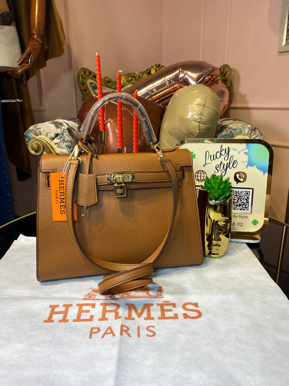 Сумка Hermes Kelly 30 см коричневая 963754