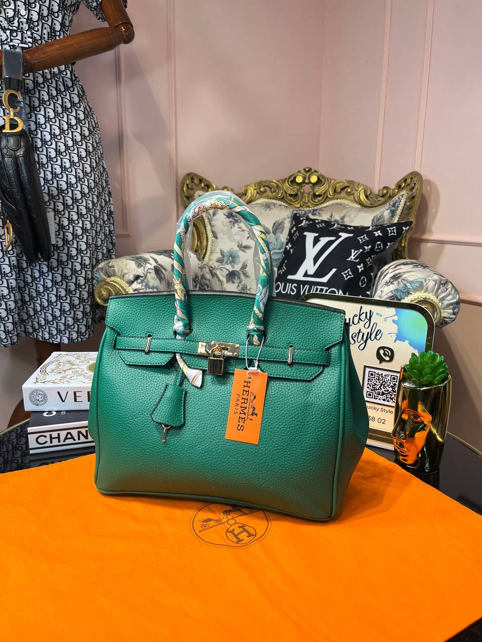 Сумка Hermes Birkin 35 см зеленая 4649838