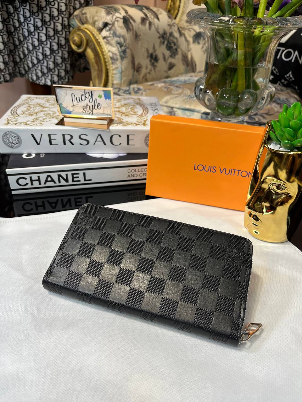 Кошелек Louis Vuitton чёрная шашка 95842