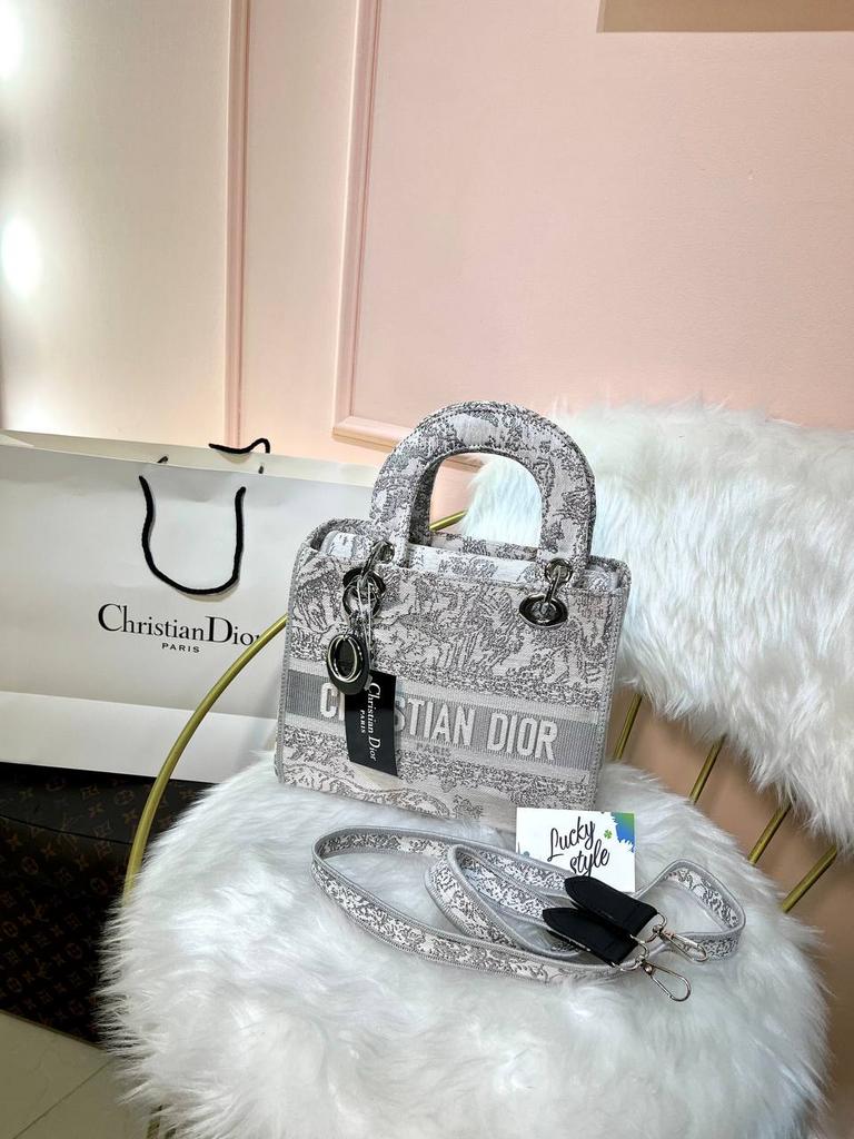 Сумка Dior Lady светлый узор средняя 24 см 95853