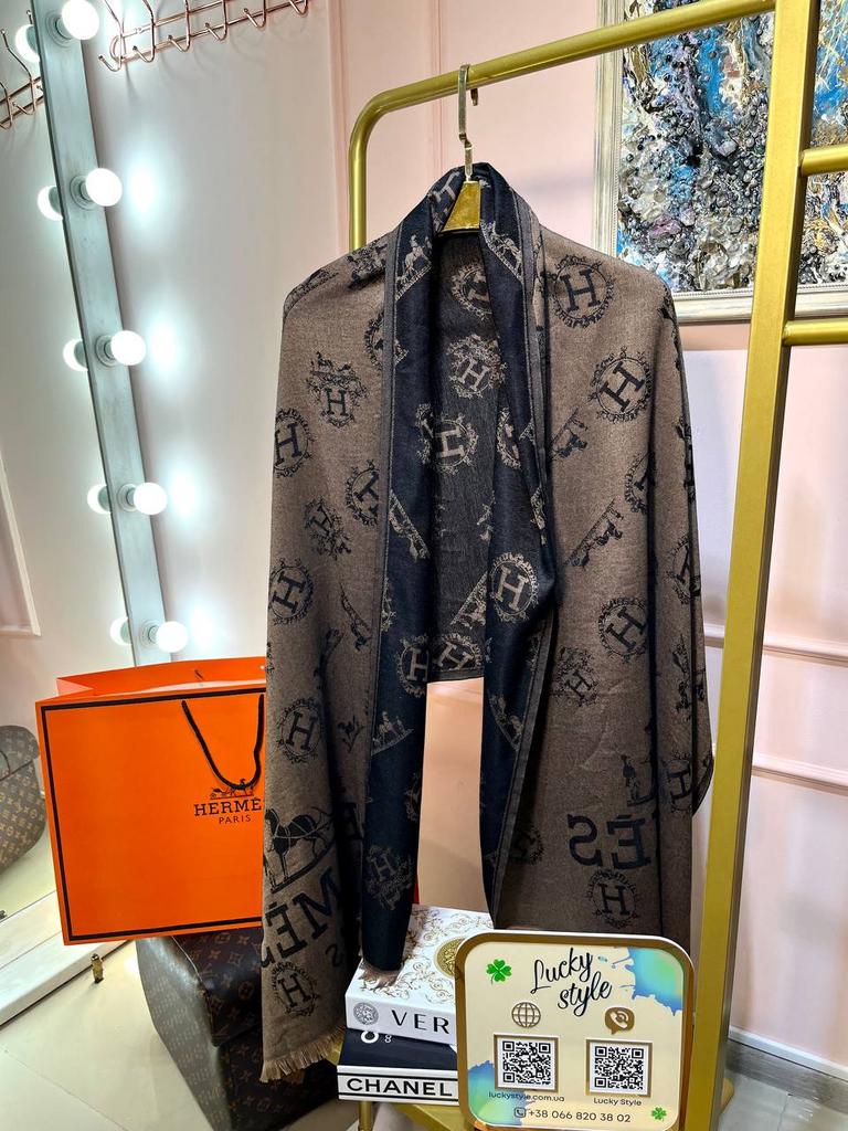 Шаль Hermes коричневая 95857