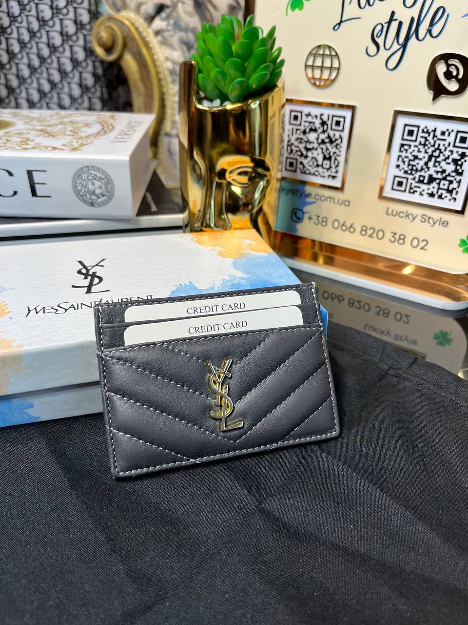 Картхолдер Ysl серый 95892