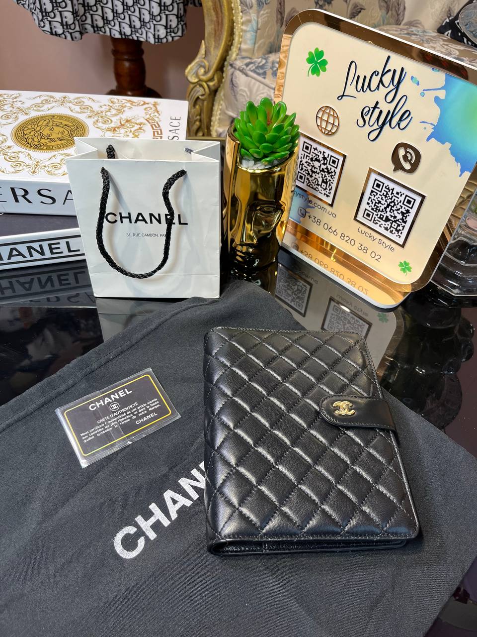 Блокнот Chanel чёрный с натуральной кожи 95909