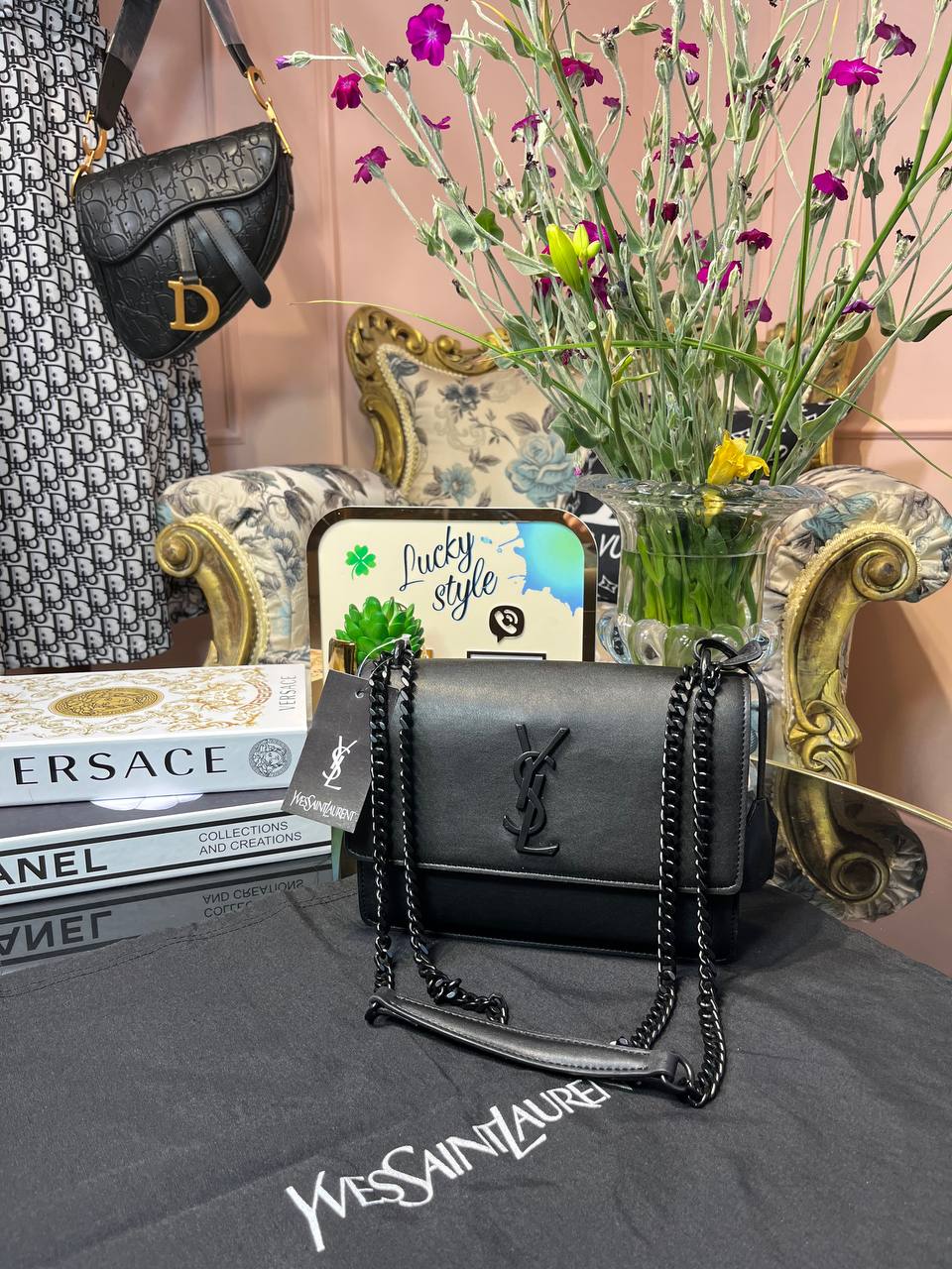 Сумка Yves Saint Laurent чёрная с чёрной фурнитурой 95911