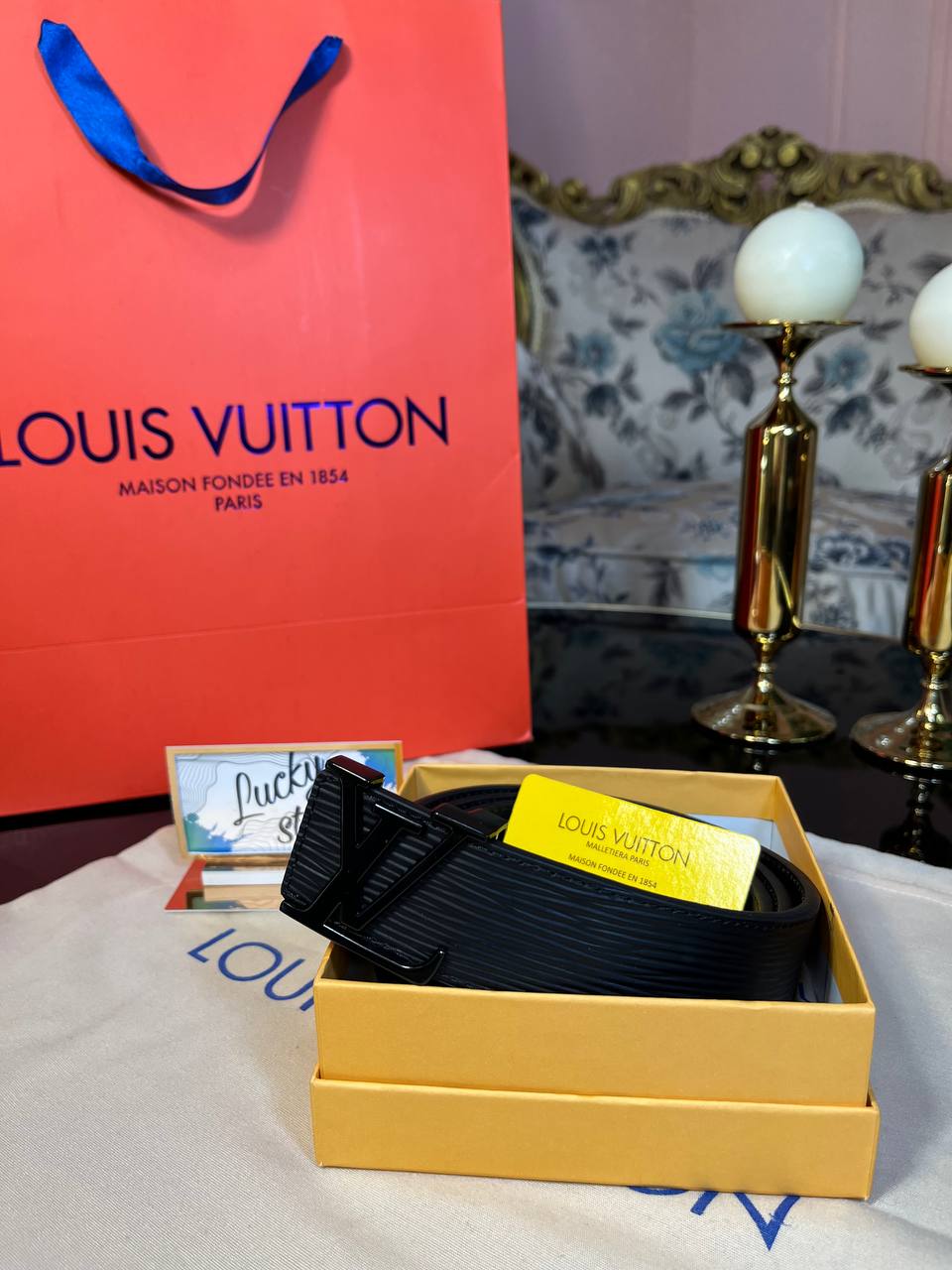 Ремень Louis Vuitton чёрный натуральная кожа 95929