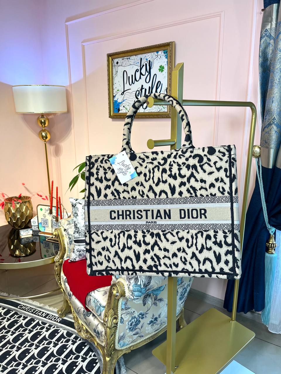 Сумка шоппер Christian Dior светлый леопард 95991