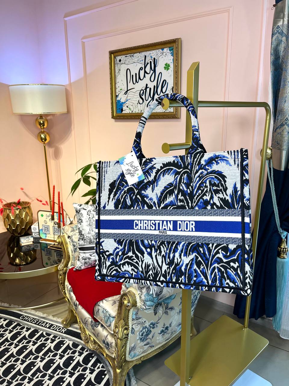 Сумка шоппер Christian Dior синяя 95992