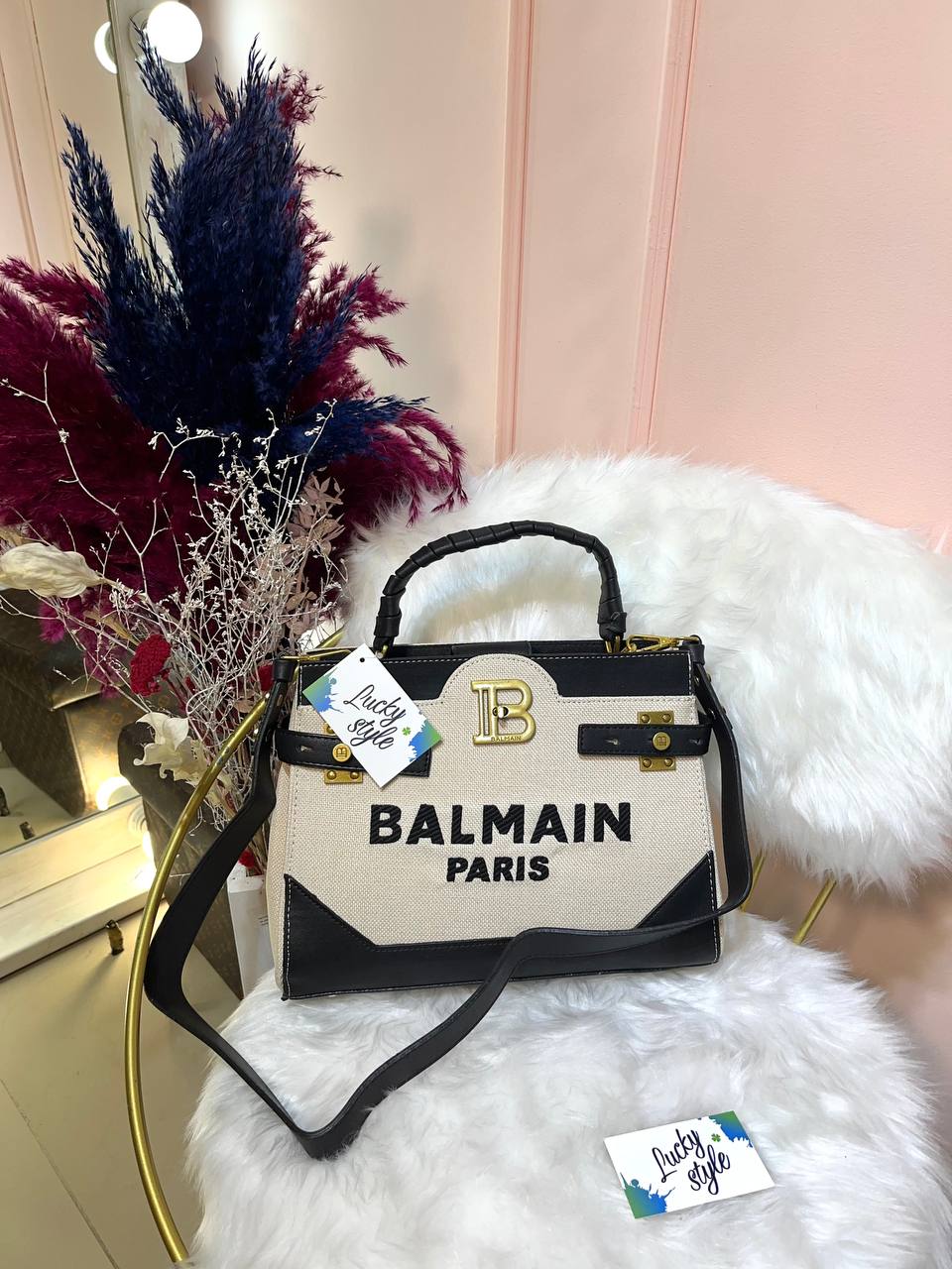 Сумка Balmain B-Buzz с чёрными вставками 96004