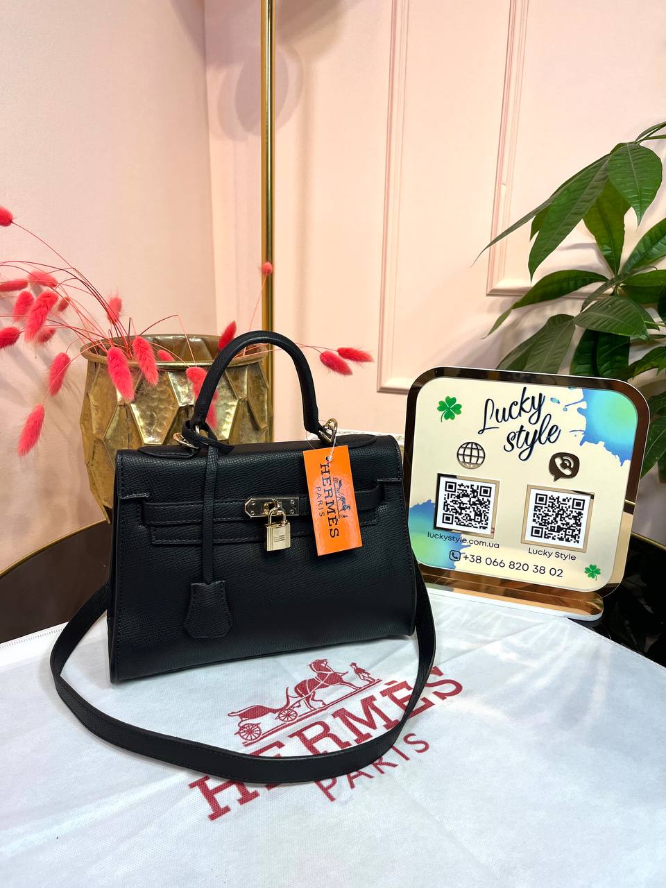 Сумка Hermes Kelly 27 см черная 96037