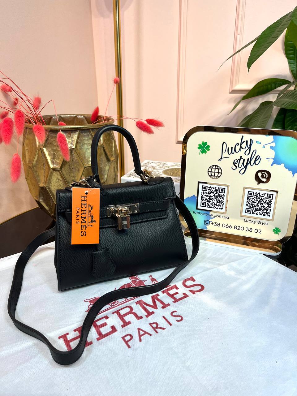 Сумка Hermes Kelly 22 см черная 96038