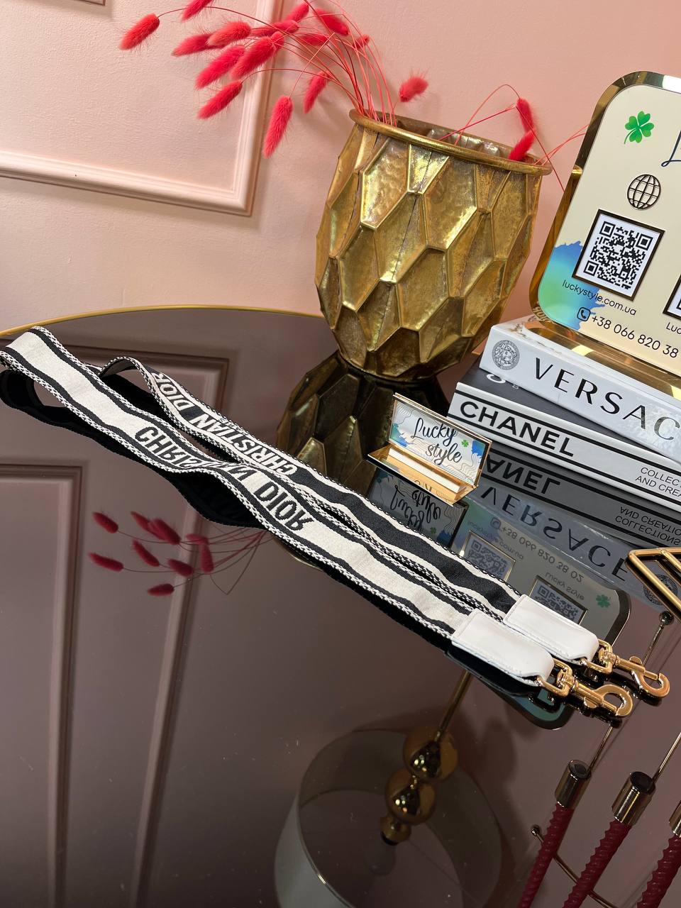 Съемный плечевой ремень Christian Dior белый 96061