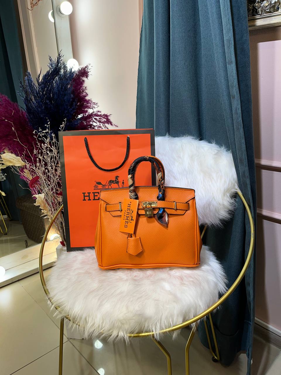 Сумка Hermes Birkin Mini оранжевая  25 см 96069