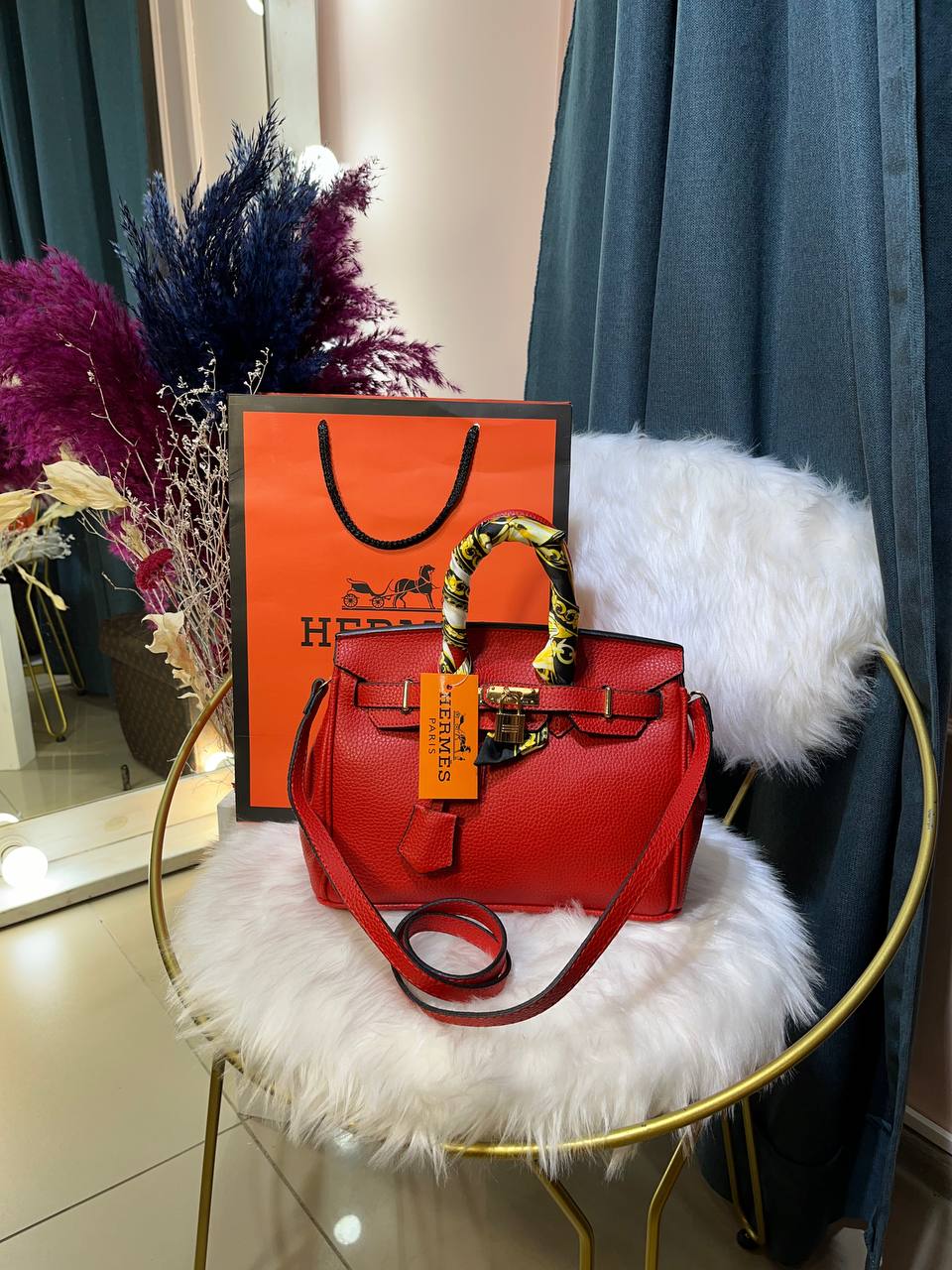 Сумка Hermes Birkin Mini красная 25 см 96070