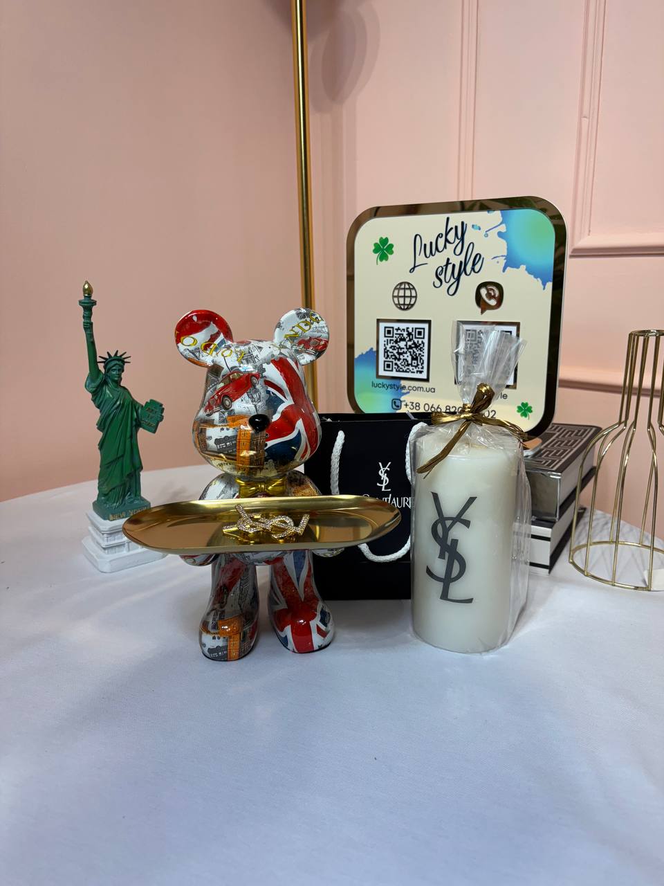 Брошь YSL золото с камнями 96087